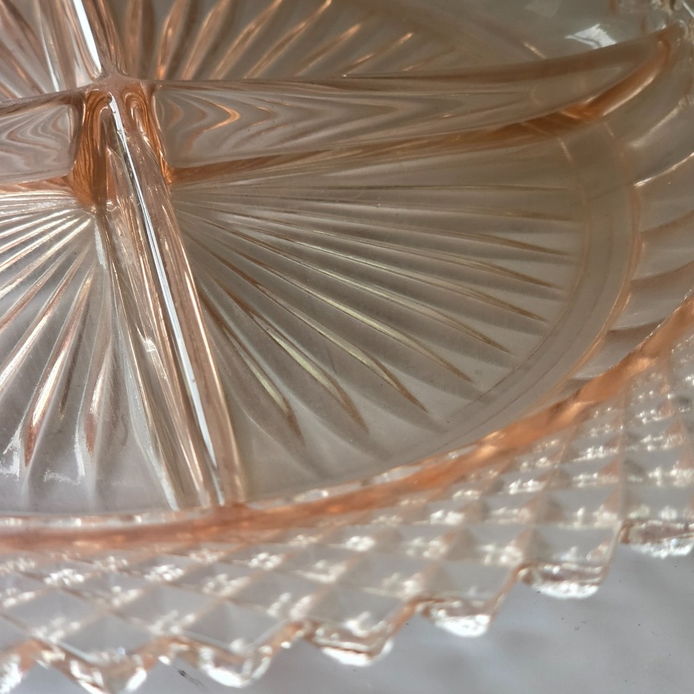 Miss America Pink 4-Part Relish Dish 1930's Depression Glass - Picture 2 of 4